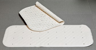 Tapis de bain/douche Antidérapant 54x54cm Caoutchouc avec Ventouses - Blanc