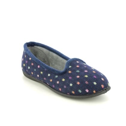 Padders Pantoffel Albertine - Navy Woven Spot