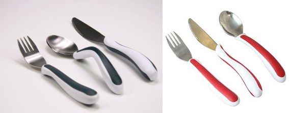 Couverts adaptés Kura Care couteau, gris foncé/ blanc